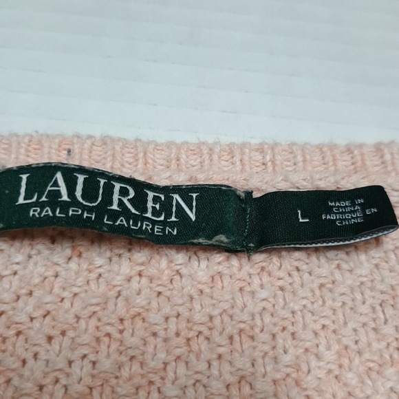 LRL Lauren Ralph Lauren Light Pink Cotton Sweater Side Slits Boxy Large - Picture 3 of 8